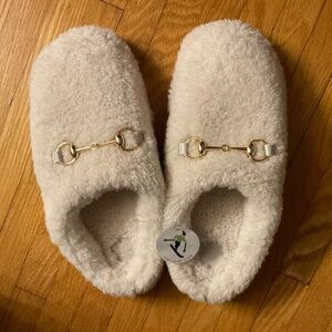 NWT Maeve Sherpa fleece slippers. Made in Brazil.
